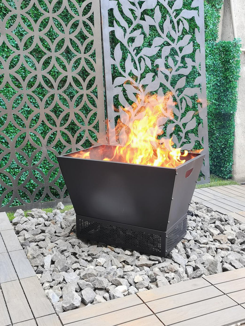 Greenlife Outdoor Fire Pit Modern Style with Mesh Base Surround - Black