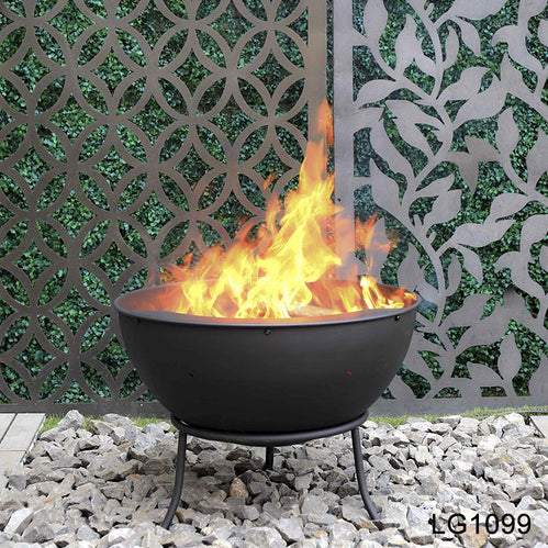 Greenlife Outdoor Fire Pit Half Globe Stadium Style 610mm Multi-Angle - Black