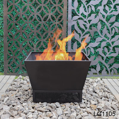 Greenlife Outdoor Fire Pit Modern Style with Mesh Base Surround - Black