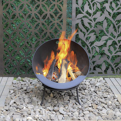 Greenlife Outdoor Fire Pit Half Globe Stadium Style 610mm Multi-Angle - Black