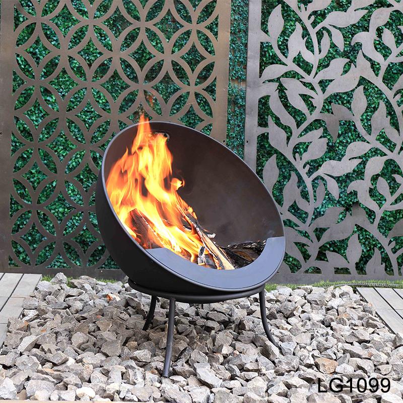 Greenlife Outdoor Fire Pit Half Globe Stadium Style 610mm Multi-Angle - Black