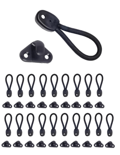 Black Bunji Tonneau Elastic Loops & Black Ute Hooks Combo Pack
