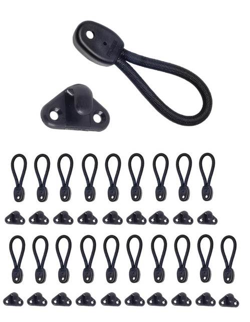 Black Bunji Tonneau Elastic Loops & Black Ute Hooks Combo Pack