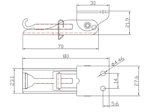 Over-Centre Latch 55mm - 85mm 304 with Keeper Plate Stainless Steel