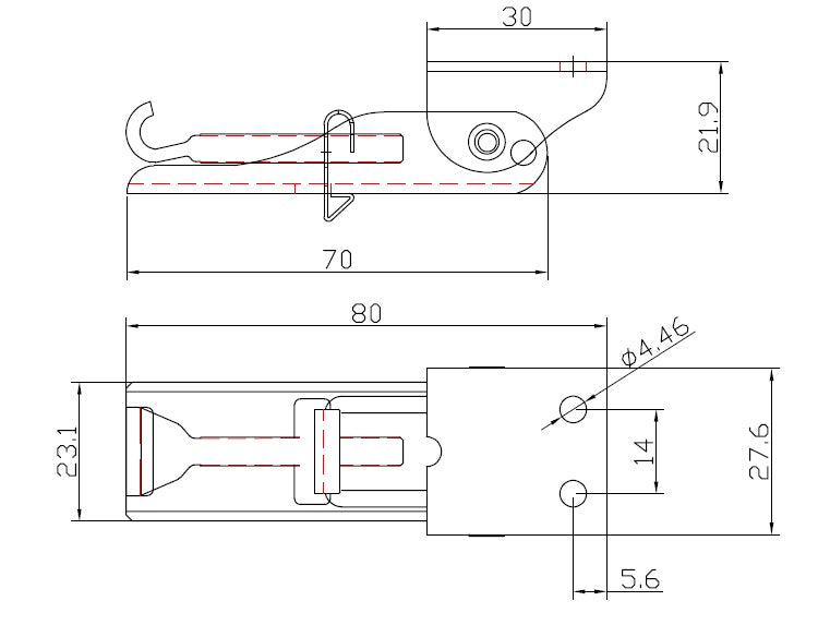 Over-Centre Latch 55mm - 85mm 304 with Keeper Plate Stainless Steel