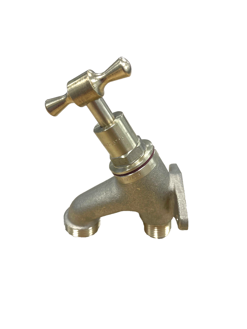 Brass Hose Tap T Handle 15mm (1/2") with Lugged Back Plate Male Inlet