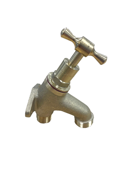 Brass Hose Tap T Handle 15mm (1/2") with Lugged Back Plate Male Inlet