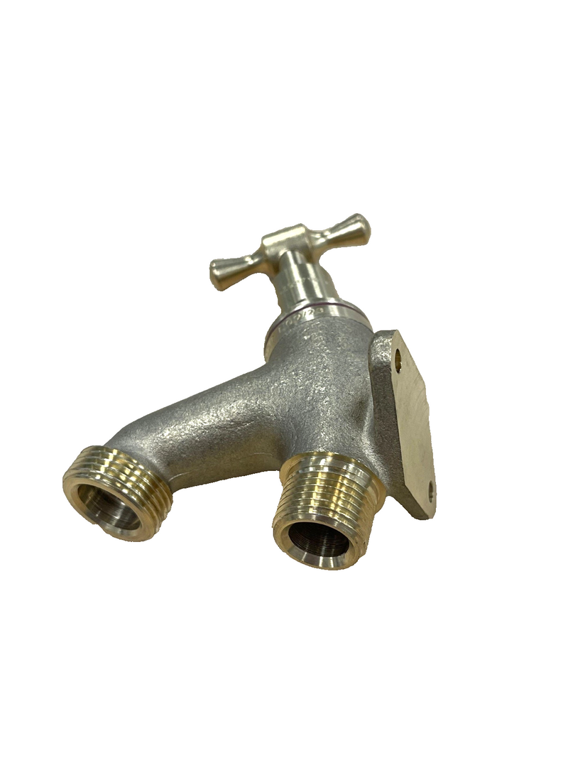 Brass Hose Tap T Handle 15mm (1/2") with Lugged Back Plate Male Inlet