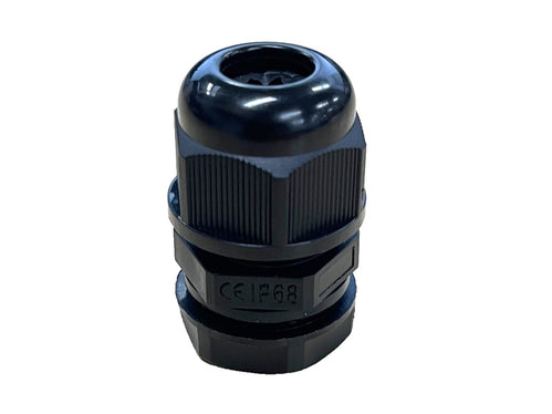 Nylon Cable Gland 16mm IP68 with O Ring and Flat Washer - Black