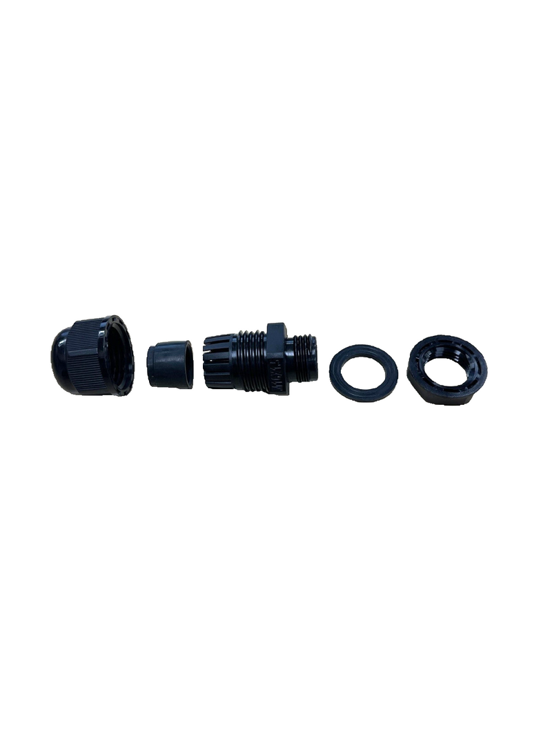 Nylon Cable Gland 16mm IP68 with O Ring and Flat Washer - Black