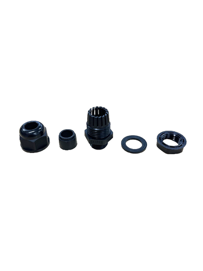 Nylon Cable Gland 16mm IP68 with O Ring and Flat Washer - Black