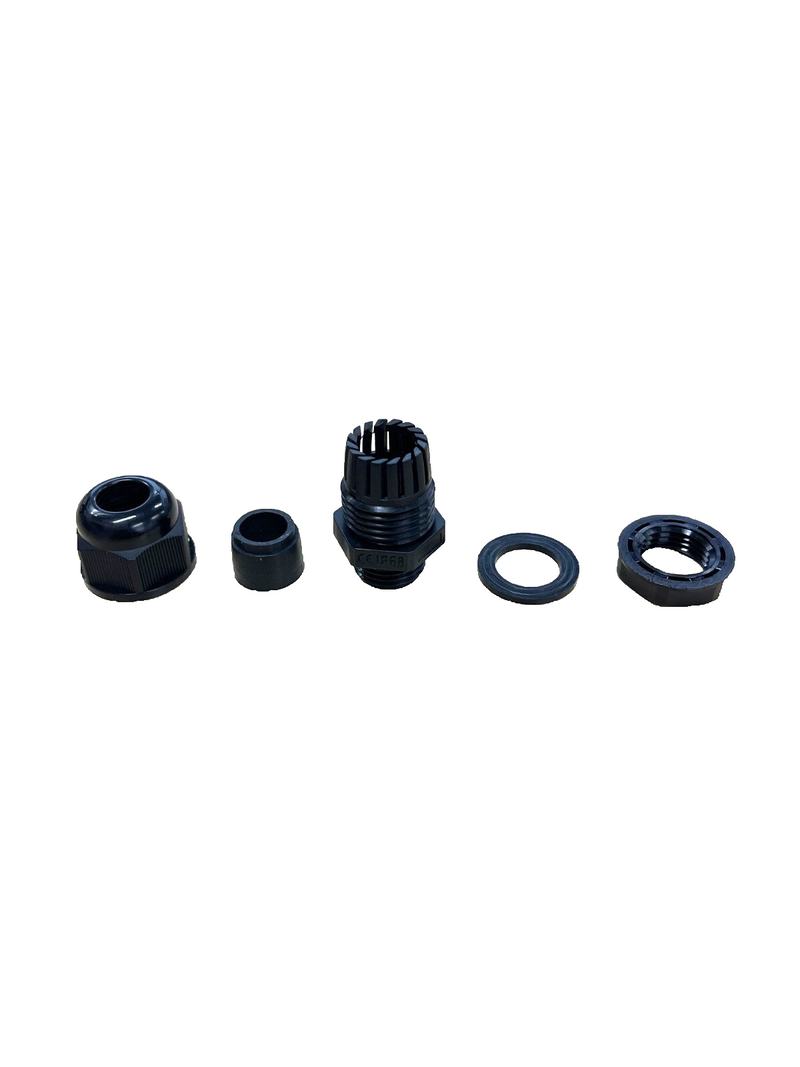 Nylon Cable Gland 16mm IP68 with O Ring and Flat Washer - Black