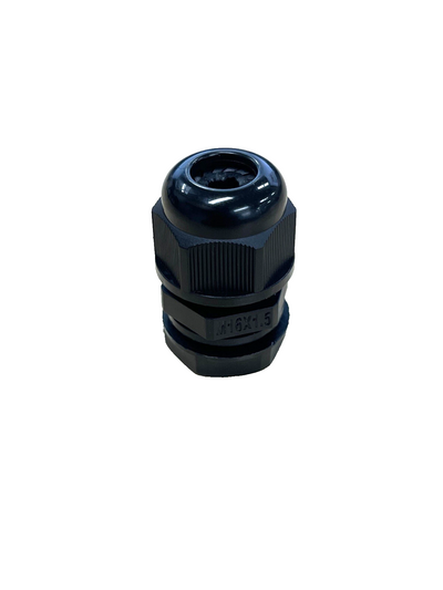 Nylon Cable Gland 16mm IP68 with O Ring and Flat Washer - Black