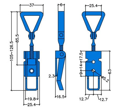 Toggle Latch Adjustable 100-125mm with Keeper Plate Stainless Steel