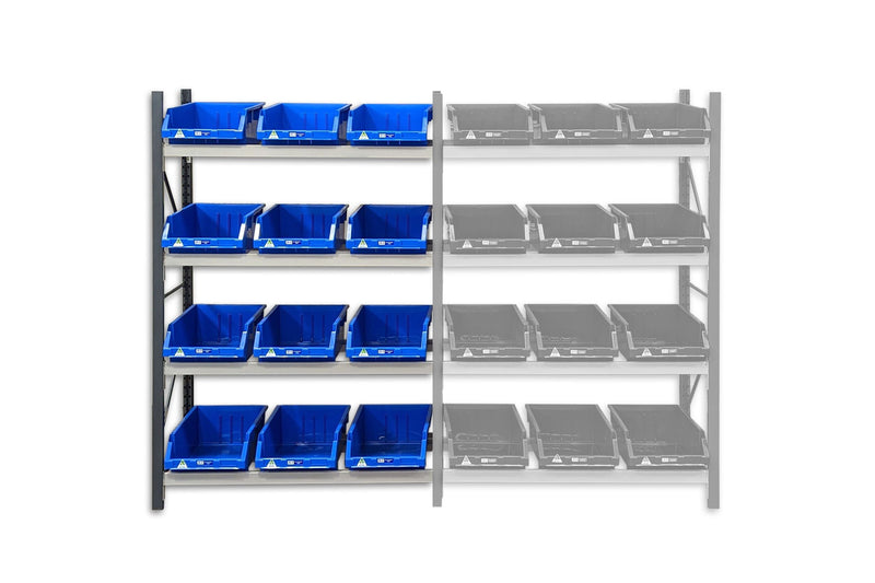 Stormor Premium Longspan Container Rack with Plastic Bins