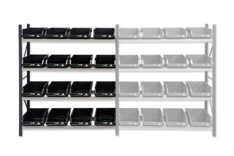 Stormor Premium Longspan Container Rack with Plastic Bins