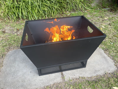 Greenlife Outdoor Fire Pit Modern Style with Mesh Base Surround - Black