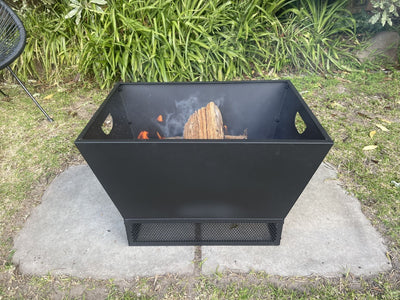 Greenlife Outdoor Fire Pit Modern Style with Mesh Base Surround - Black