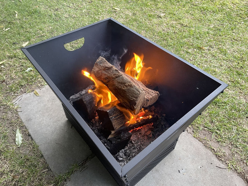 Greenlife Outdoor Fire Pit Modern Style with Mesh Base Surround - Black