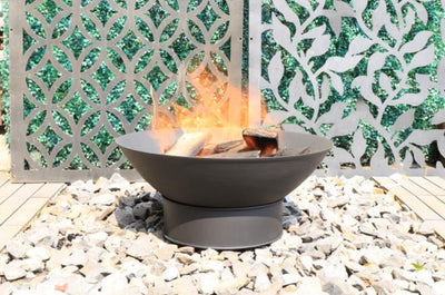 Greenlife Outdoor Fire Pit Cast Iron 600mm Deep Dish Bowl - Black