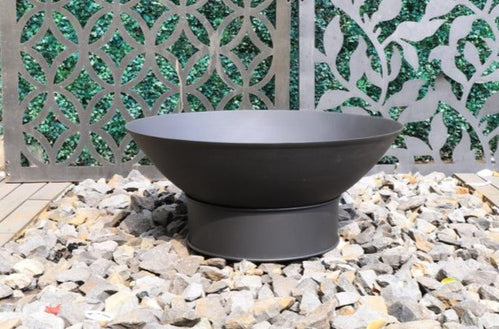 Greenlife Outdoor Fire Pit Cast Iron 600mm Deep Dish Bowl - Black