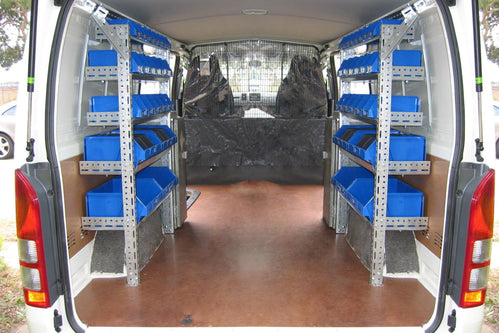 Summit Van Rack Shelving Storage Kit Frame with Fischer Plastic Bins