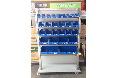 Summit Van Rack Shelving Storage Kit Frame with Fischer Plastic Bins