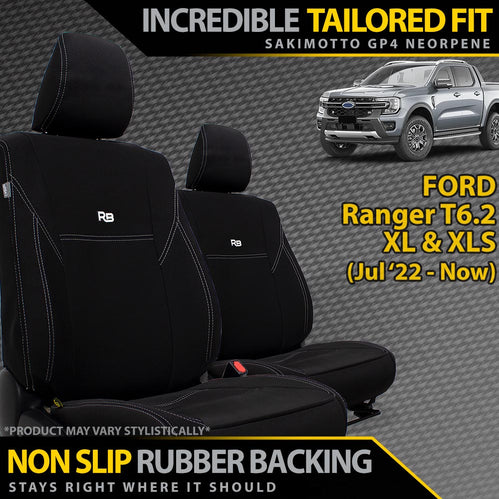 Ford Ranger T6.2 XL & XLS Neoprene 2x Front Row Seat Covers (In Stock)