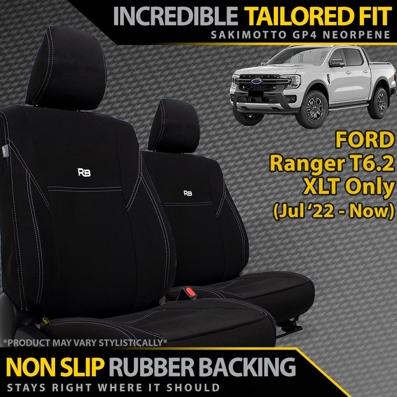 Ford Ranger T6.2 XLT Neoprene 2x Front Row Seat Covers (In Stock)