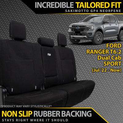 Ford Ranger T6.2 Sport Neoprene Rear Row Seat Covers (Available)