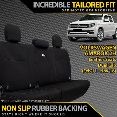 Volkswagen Amarok 2H (Leather Seats) Neoprene Rear Row Seat Covers (Available)